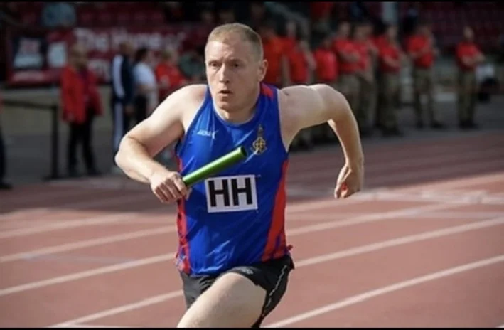Relay race on the athletics track